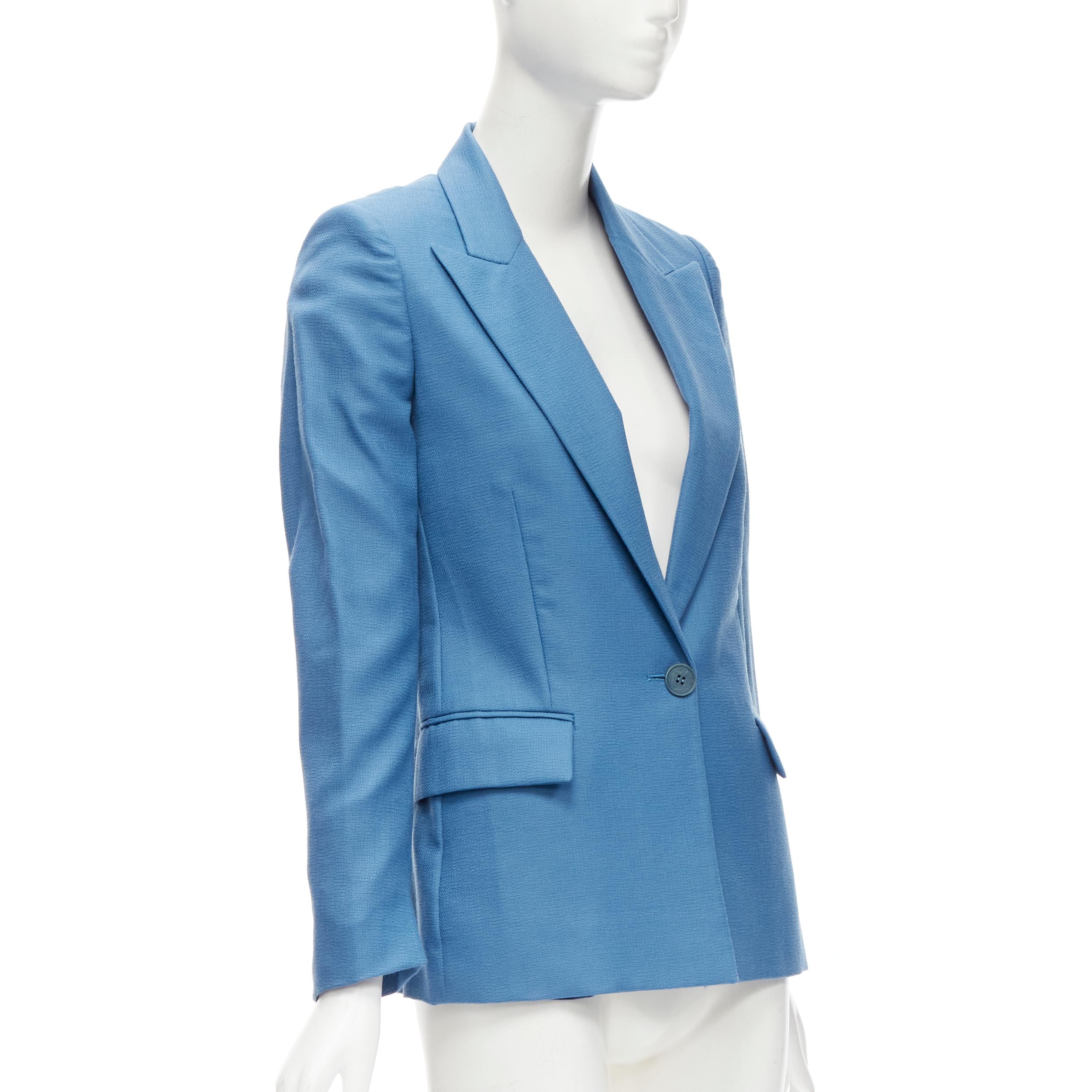 Blue STELLA MCCARTNEY 2010 blue 100% wool rubberised buttons  blazer jacket IT36 XXS For Sale