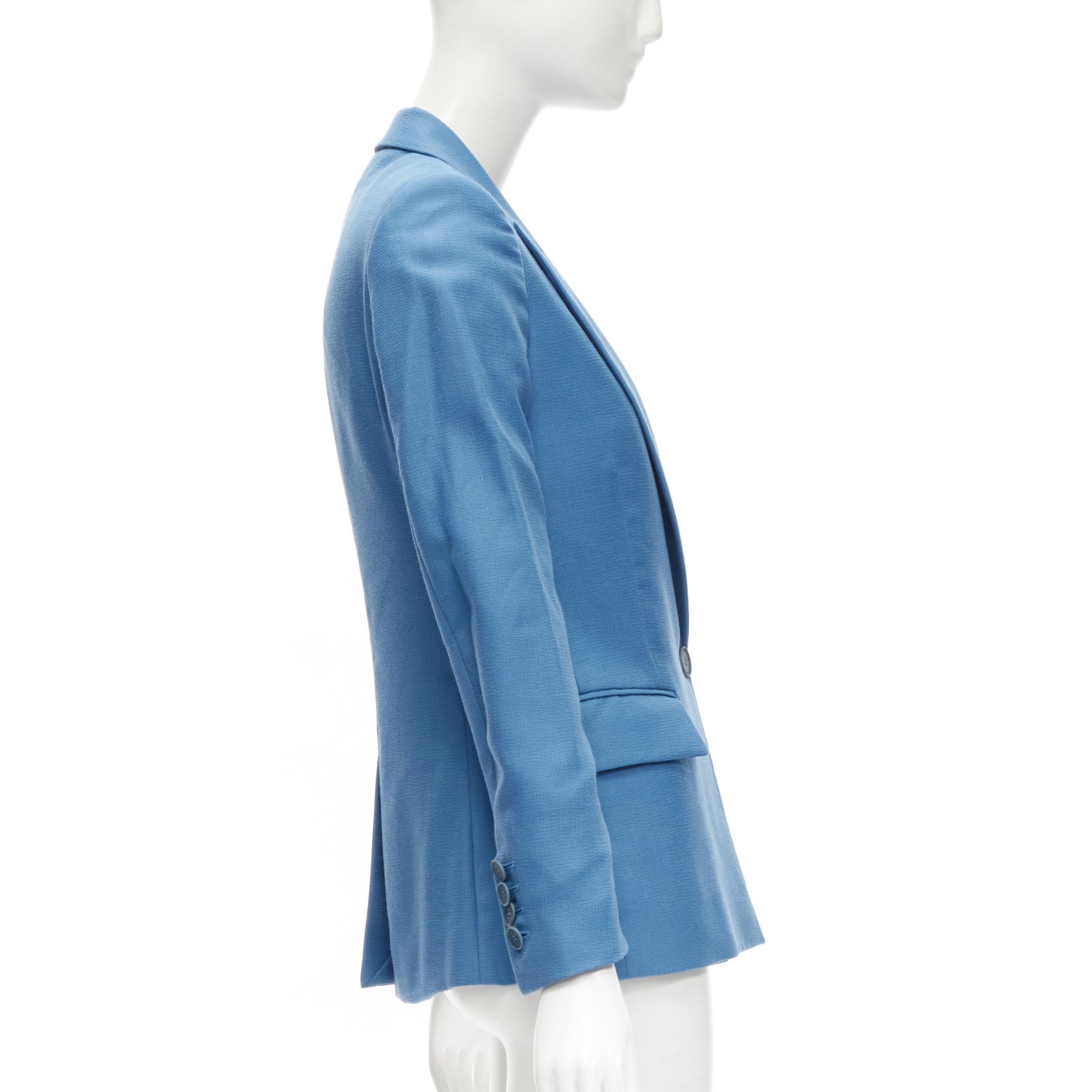 STELLA MCCARTNEY 2010 blue 100% wool rubberised buttons  blazer jacket IT36 XXS In Excellent Condition For Sale In Hong Kong, NT