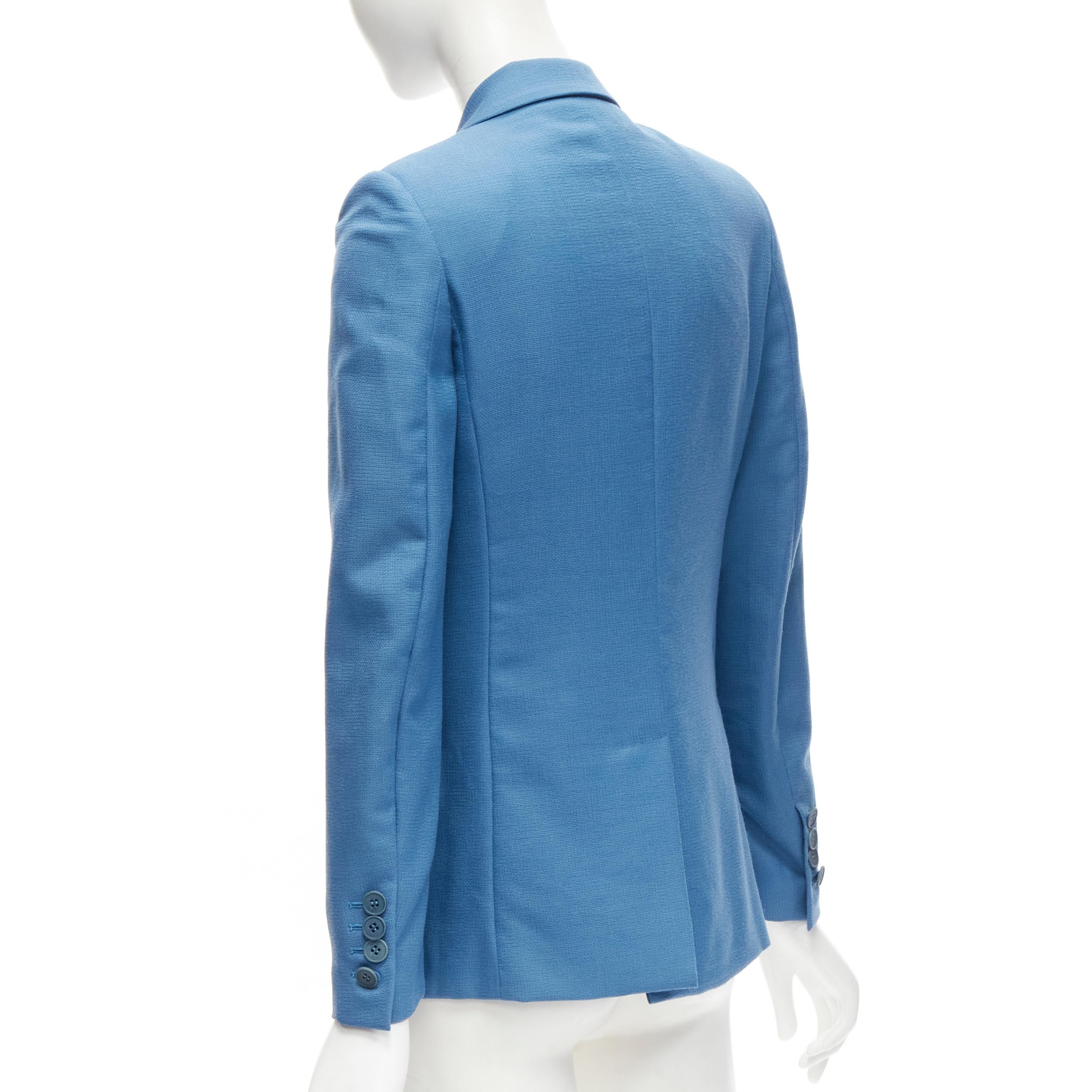 STELLA MCCARTNEY 2010 blue 100% wool rubberised buttons  blazer jacket IT36 XXS For Sale 1