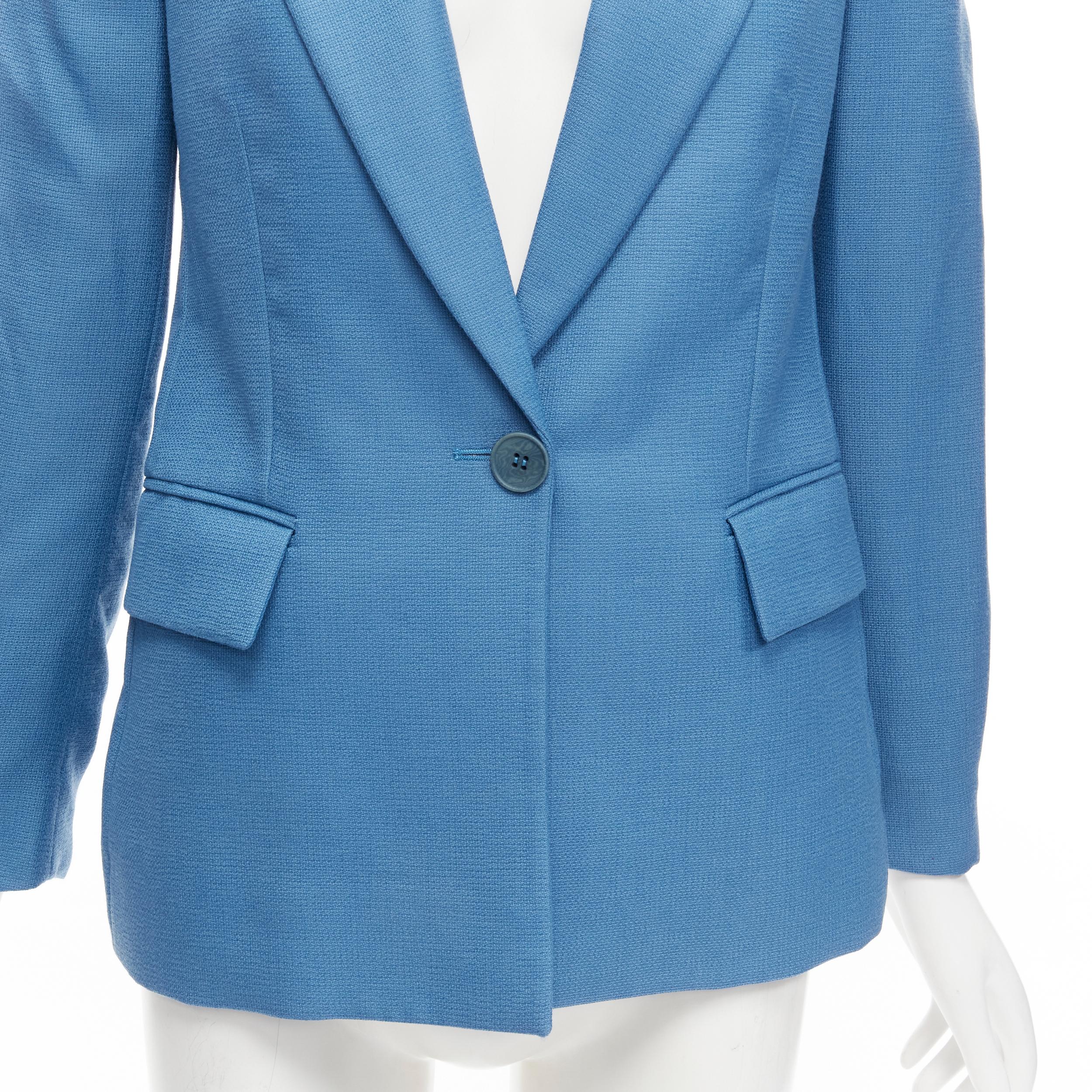 STELLA MCCARTNEY 2010 blue 100% wool rubberised buttons  blazer jacket IT36 XXS For Sale 2