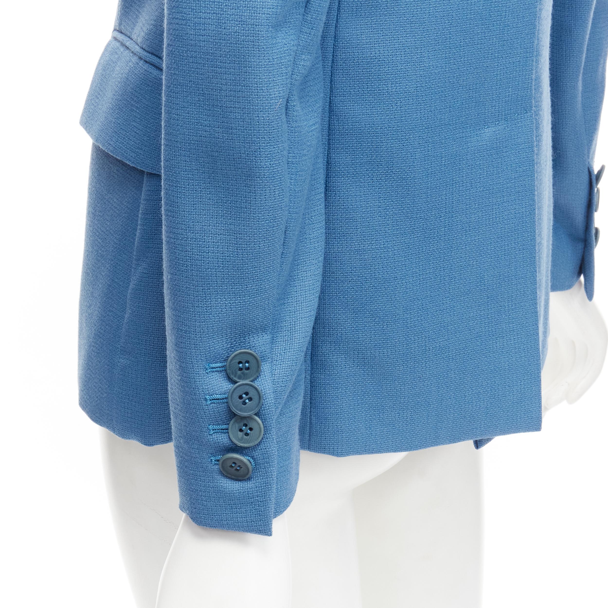 STELLA MCCARTNEY 2010 blue 100% wool rubberised buttons  blazer jacket IT36 XXS For Sale 3