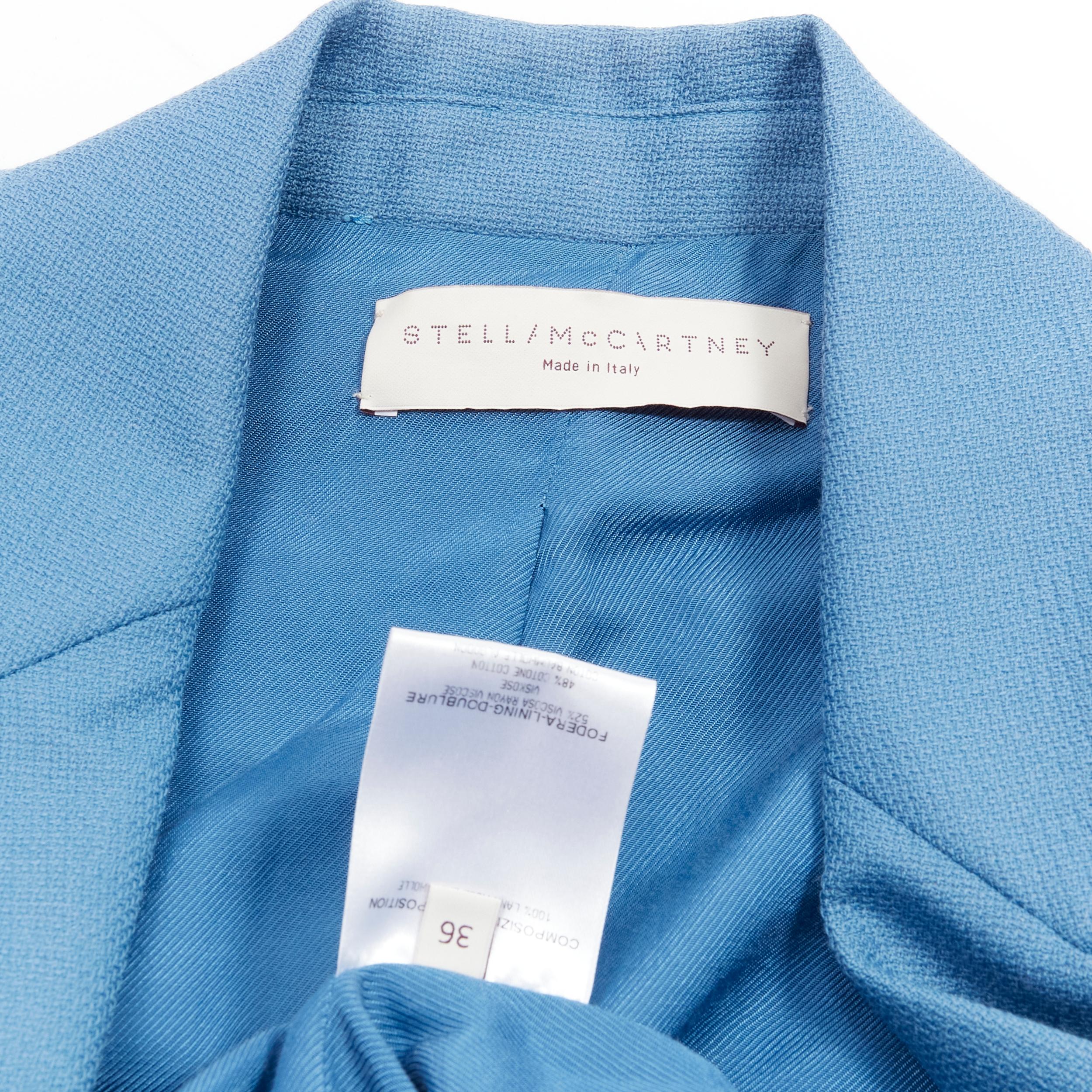 STELLA MCCARTNEY 2010 blue 100% wool rubberised buttons  blazer jacket IT36 XXS For Sale 4