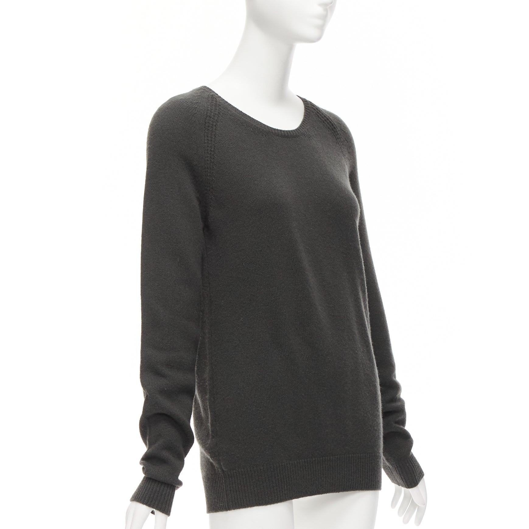 Noir STELLA MCCARTNEY 2010 charcoal virgin laine cashmere raglan pull IT38 XS en vente