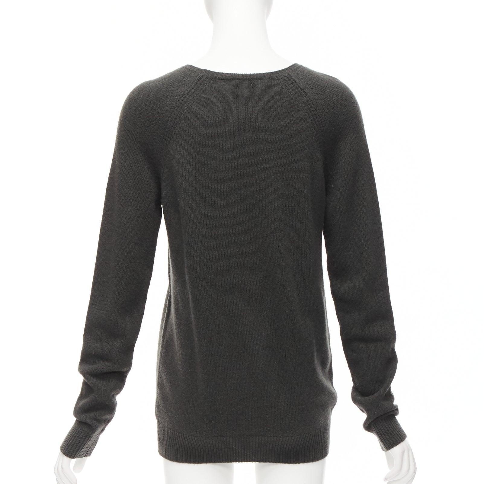 STELLA MCCARTNEY 2010 charcoal virgin wool cashmere raglan sweater IT38 XS For Sale 1