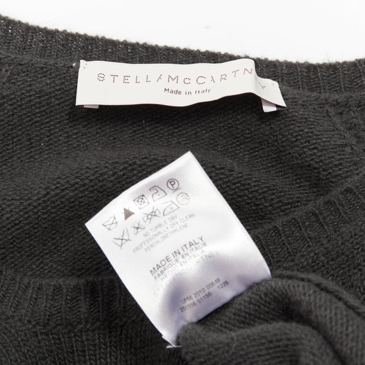 STELLA MCCARTNEY 2010 charcoal virgin wool cashmere raglan sweater IT38 XS For Sale 4