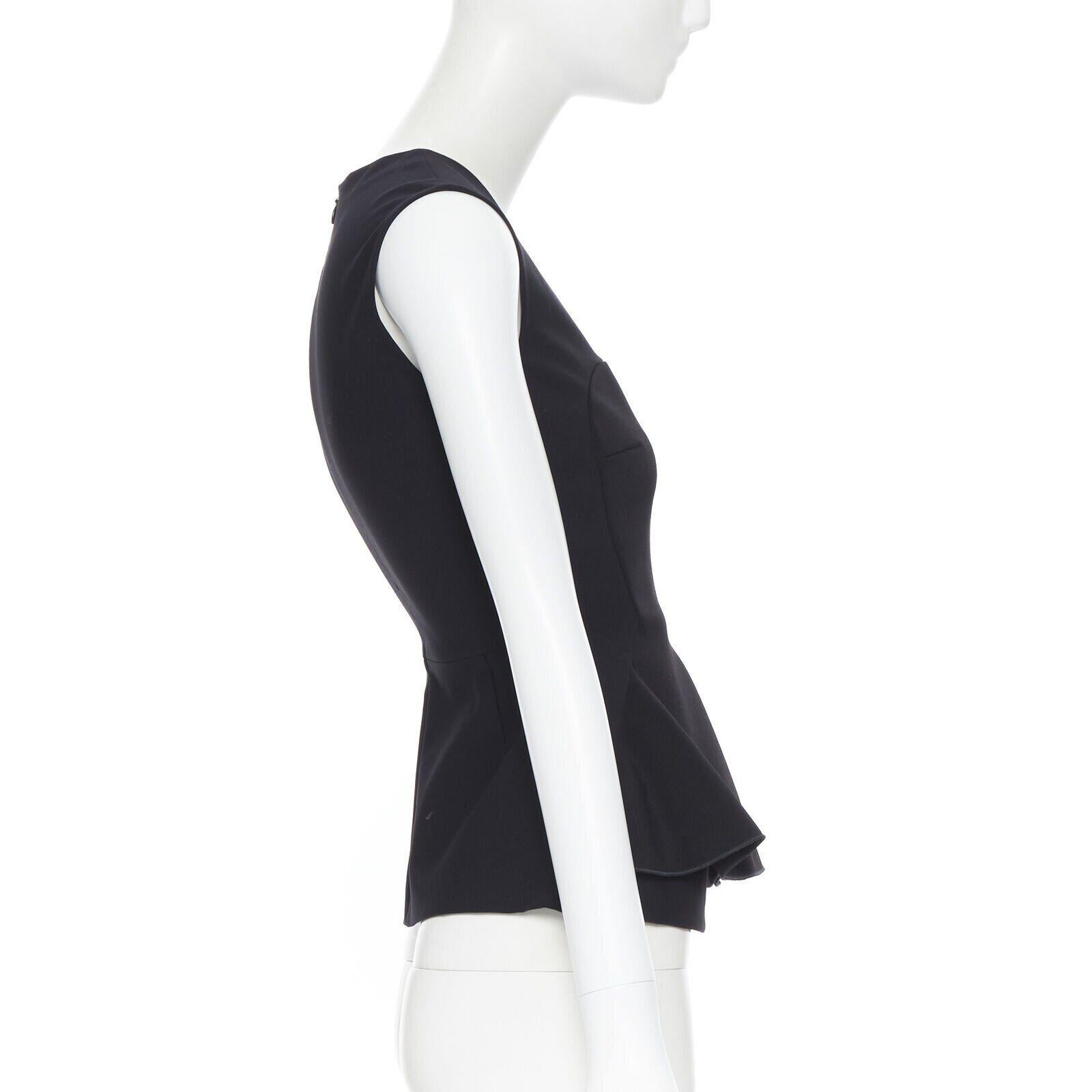 STELLA MCCARTNEY 2011 black sweetheart neckline seam peplum sleeveless top IT38 In Excellent Condition For Sale In Hong Kong, NT