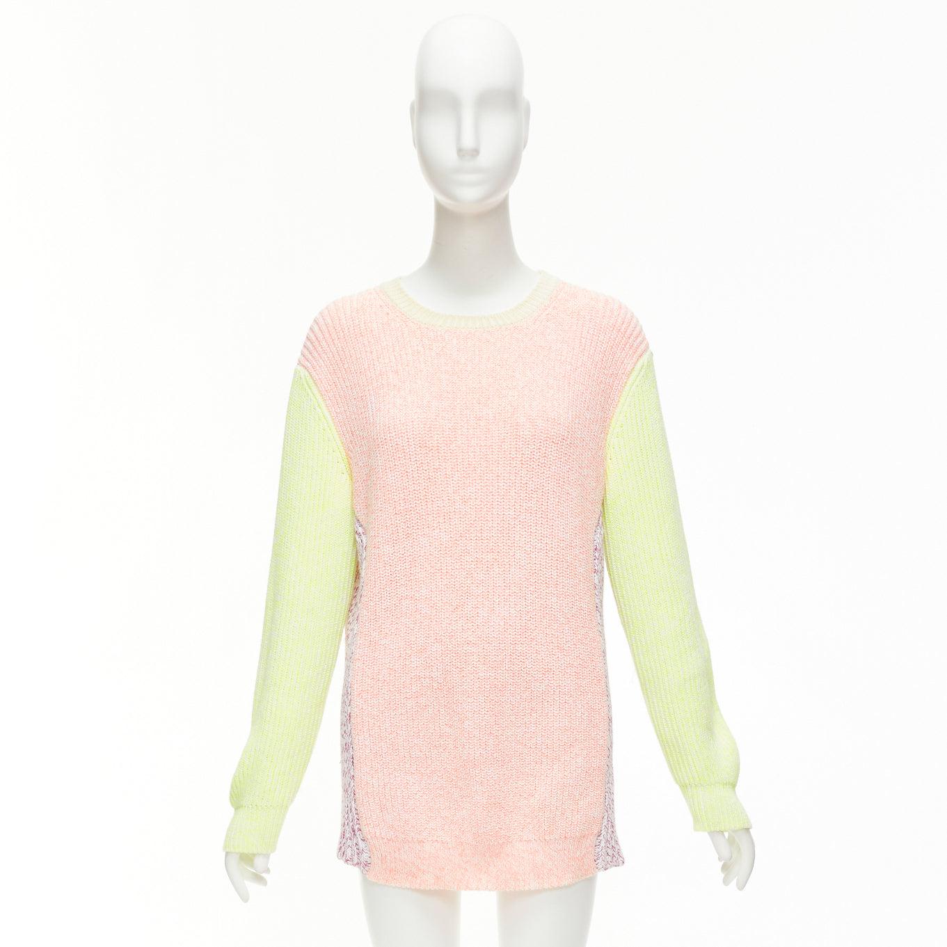 STELLA MCCARTNEY 2012 neon yellow orange cotton blend oversized sweater IT44 L en vente 6