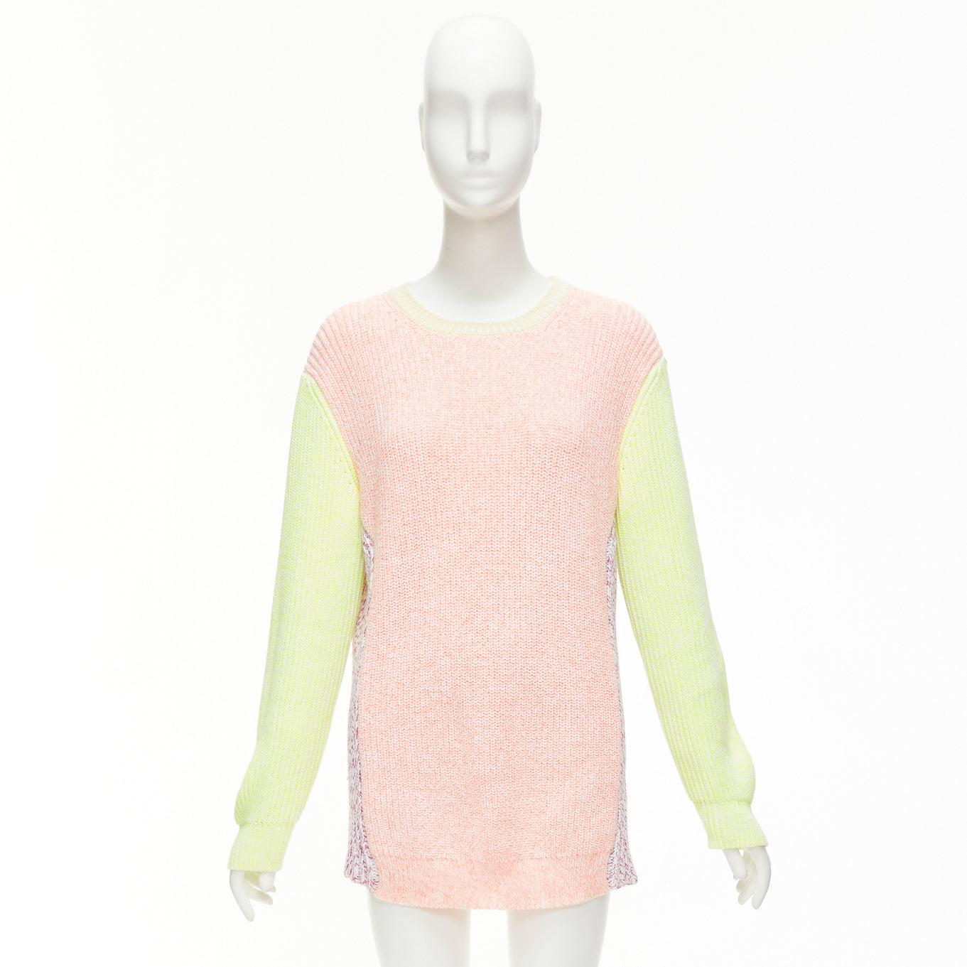 STELLA MCCARTNEY 2012 neon yellow orange cotton blend oversized sweater IT44 L For Sale 5