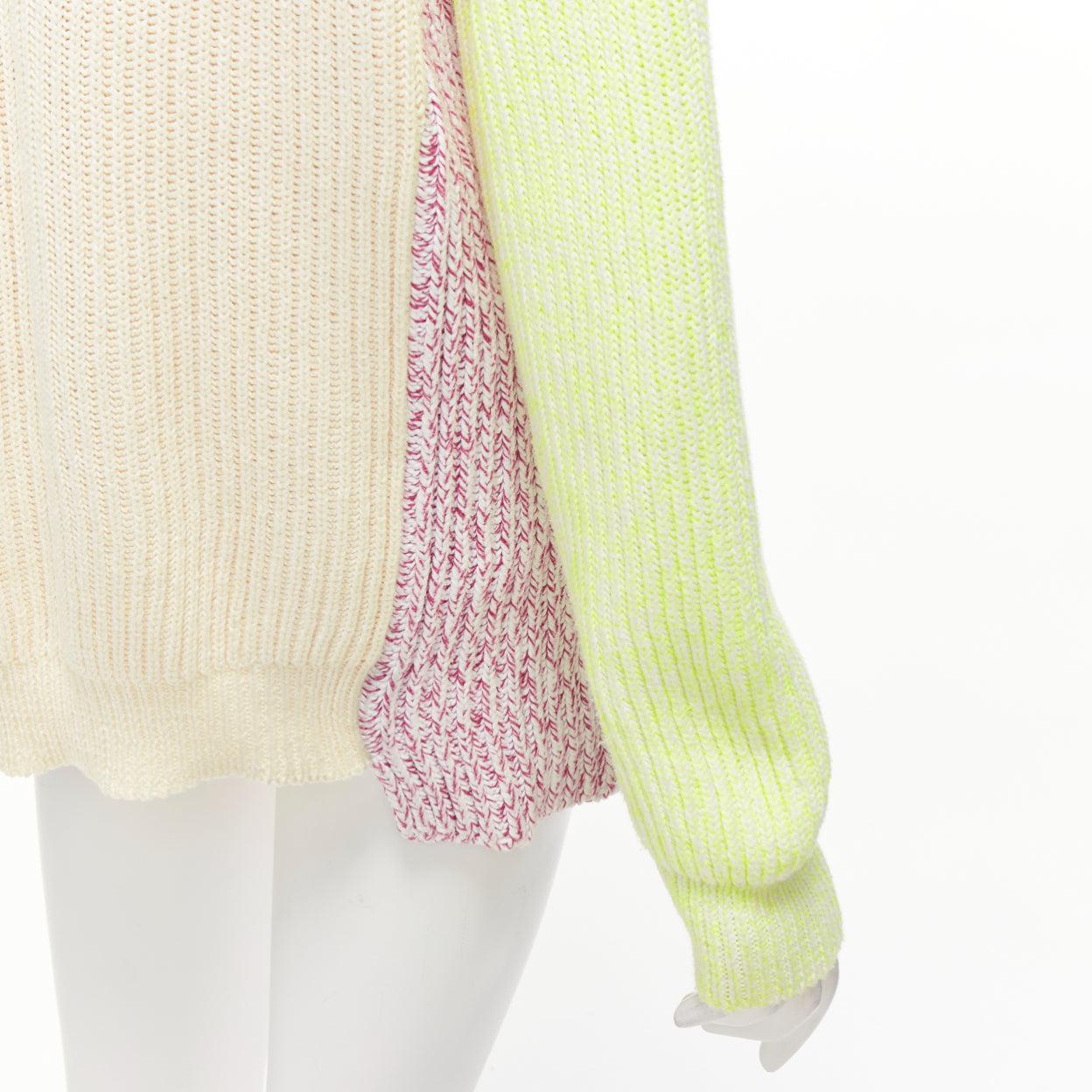White STELLA MCCARTNEY 2012 neon yellow orange cotton blend oversized sweater IT44 L For Sale