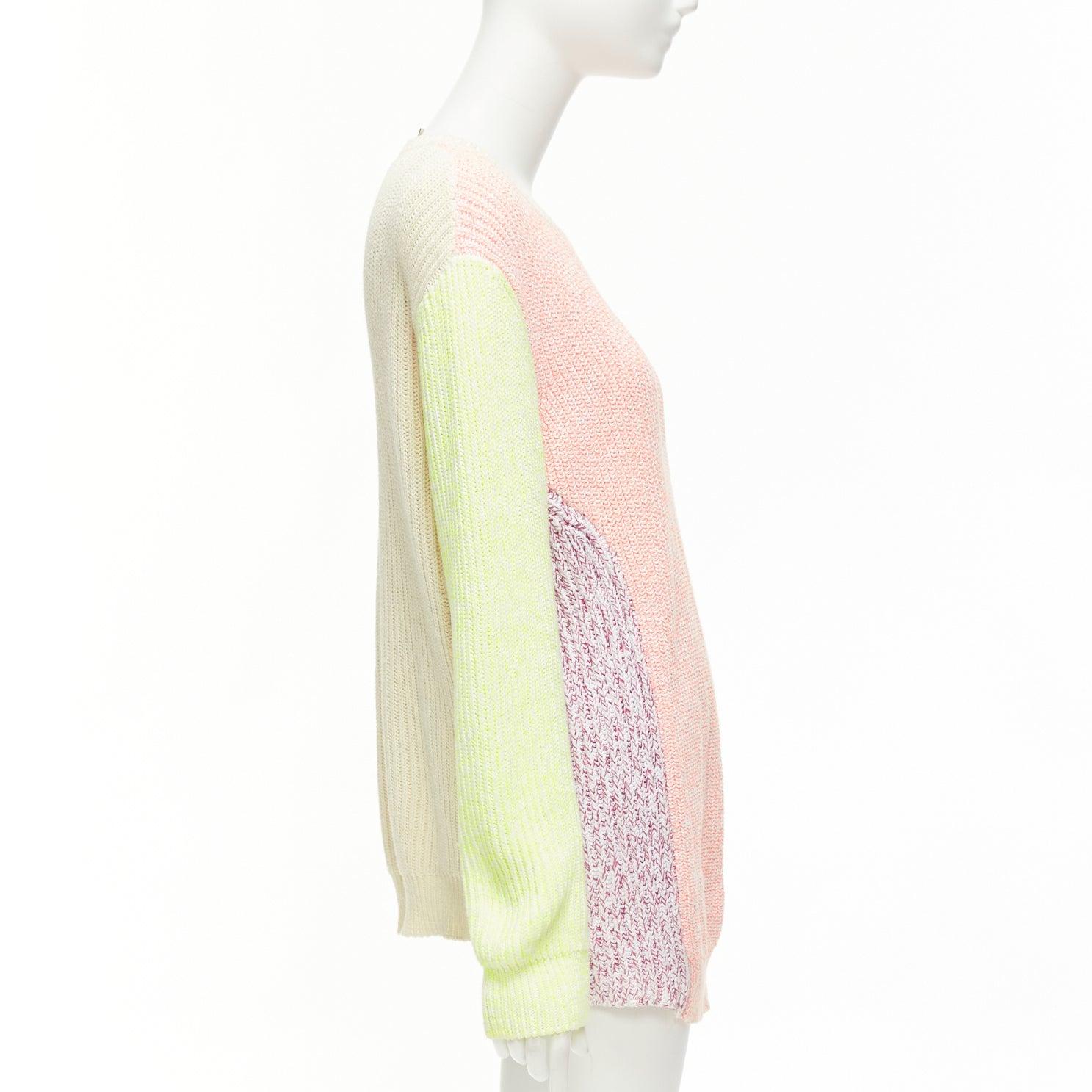 Women's STELLA MCCARTNEY 2012 neon yellow orange cotton blend oversized sweater IT44 L For Sale