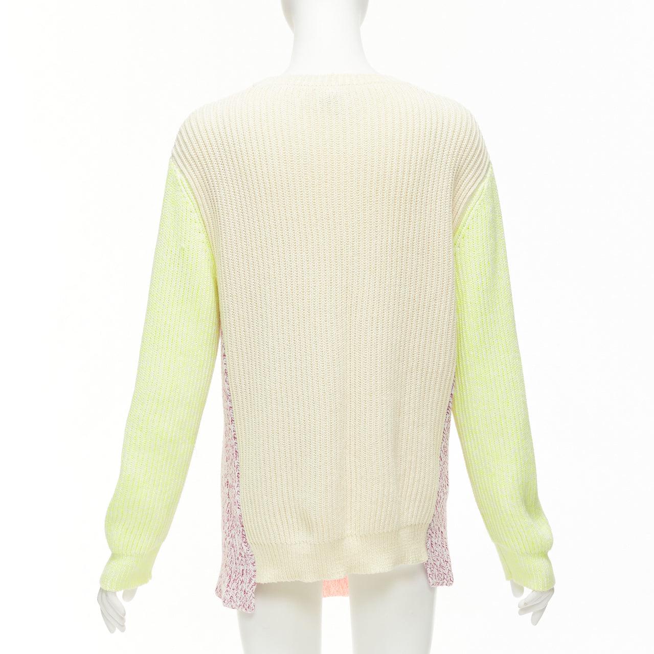 STELLA MCCARTNEY 2012 neon yellow orange cotton blend oversized sweater IT44 L en vente 1
