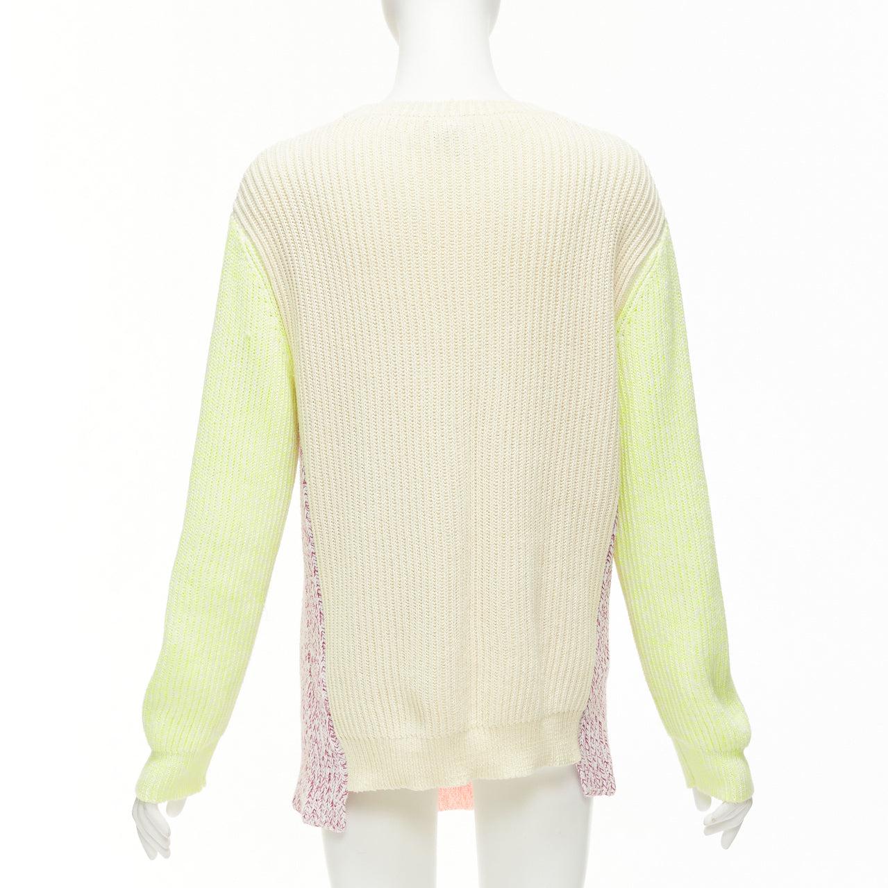 Women's STELLA MCCARTNEY 2012 neon yellow orange cotton blend oversized sweater IT44 L For Sale