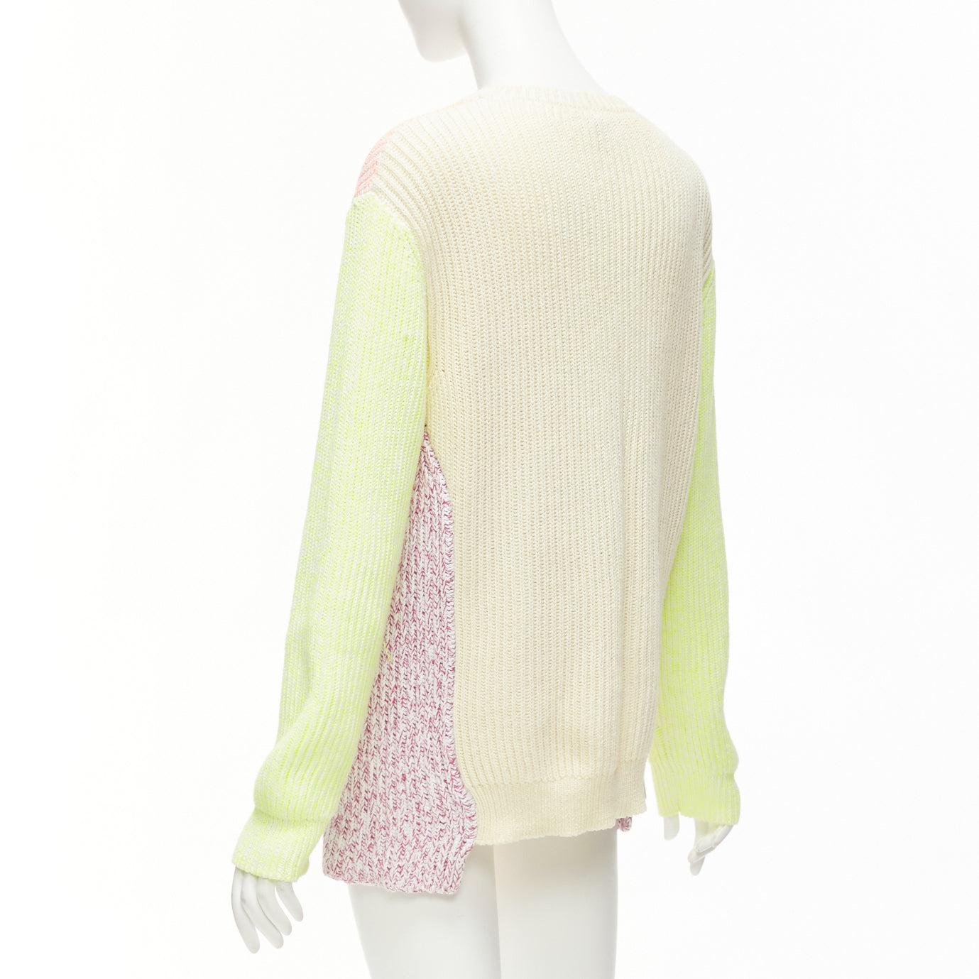 STELLA MCCARTNEY 2012 neon yellow orange cotton blend oversized sweater IT44 L For Sale 1