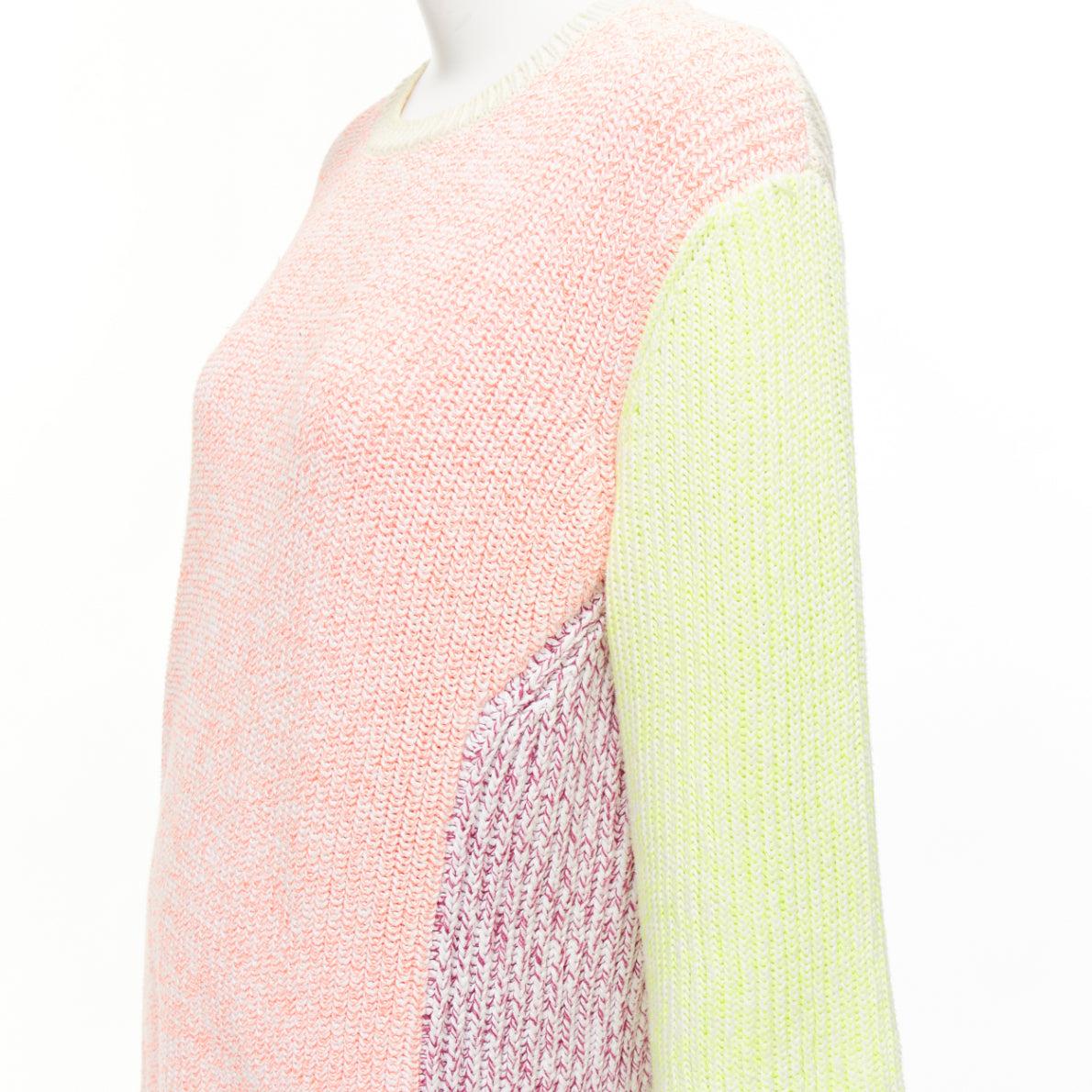 STELLA MCCARTNEY 2012 neon yellow orange cotton blend oversized sweater IT44 L For Sale 2