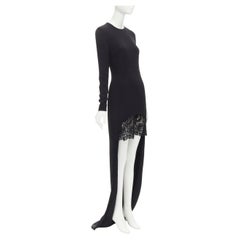 STELLA MCCARTNEY 2013 black lace trim long train high low gown IT40 S