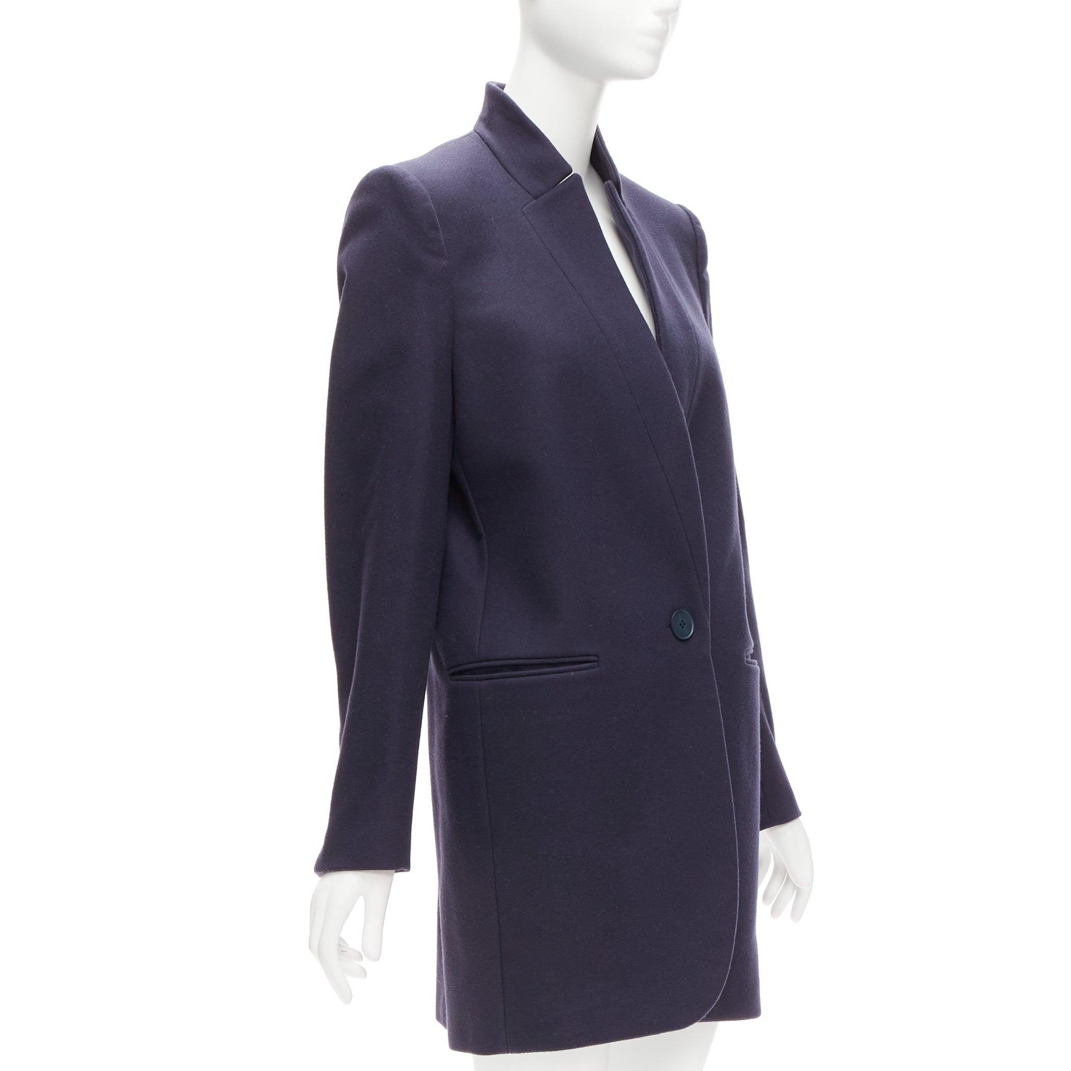 Black STELLA MCCARTNEY 2013 Bryce navy wool cashmere longline blazer coat IT42 M For Sale