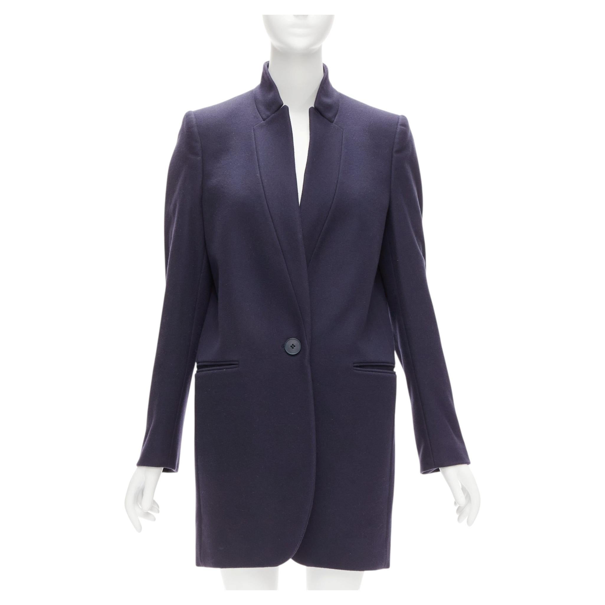 Pre-owned Stella Mccartney 2013 Bryce Navy Wool Cashmere Longline Blazer Coat It42 M In Blue