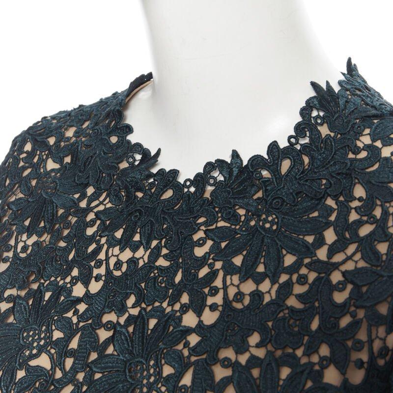 STELLA MCCARTNEY 2013 green floral guipure lace fitted waist lined top IT36 XS For Sale 2