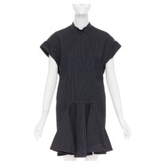 STELLA MCCARTNEY 2013 graues Kleid aus Wollmischung mit Nadelstreifen und Strukturfalten IT40 S