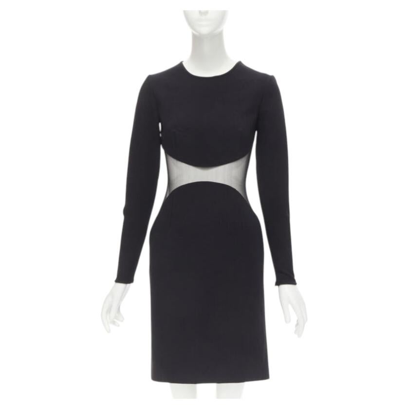 Pre-owned Stella Mccartney 2013 Runway Iconic Sheer Waist Illusion Bodycon Dress It40 S In Black