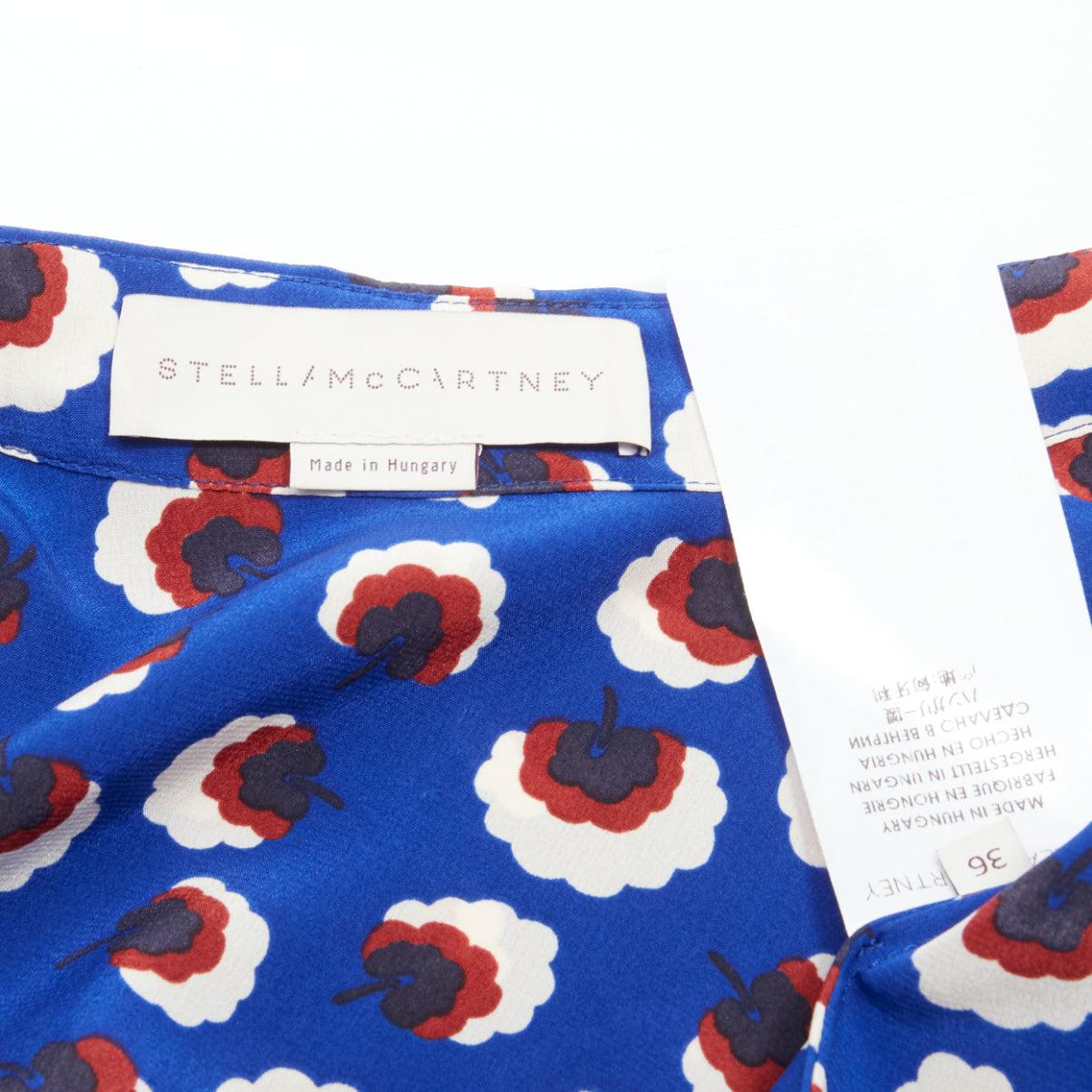 STELLA MCCARTNEY 2014 100% silk blue red white floral print bishop sleeve shirt  For Sale 4