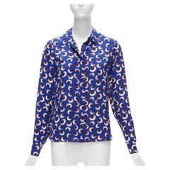 STELLA MCCARTNEY 2014 100% silk blue red white floral print bishop sleeve shirt 