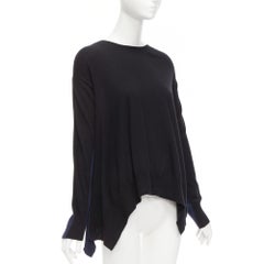 STELLA MCCARTNEY 2014 black navy virgin wool handkerchief sweater top IT42 M