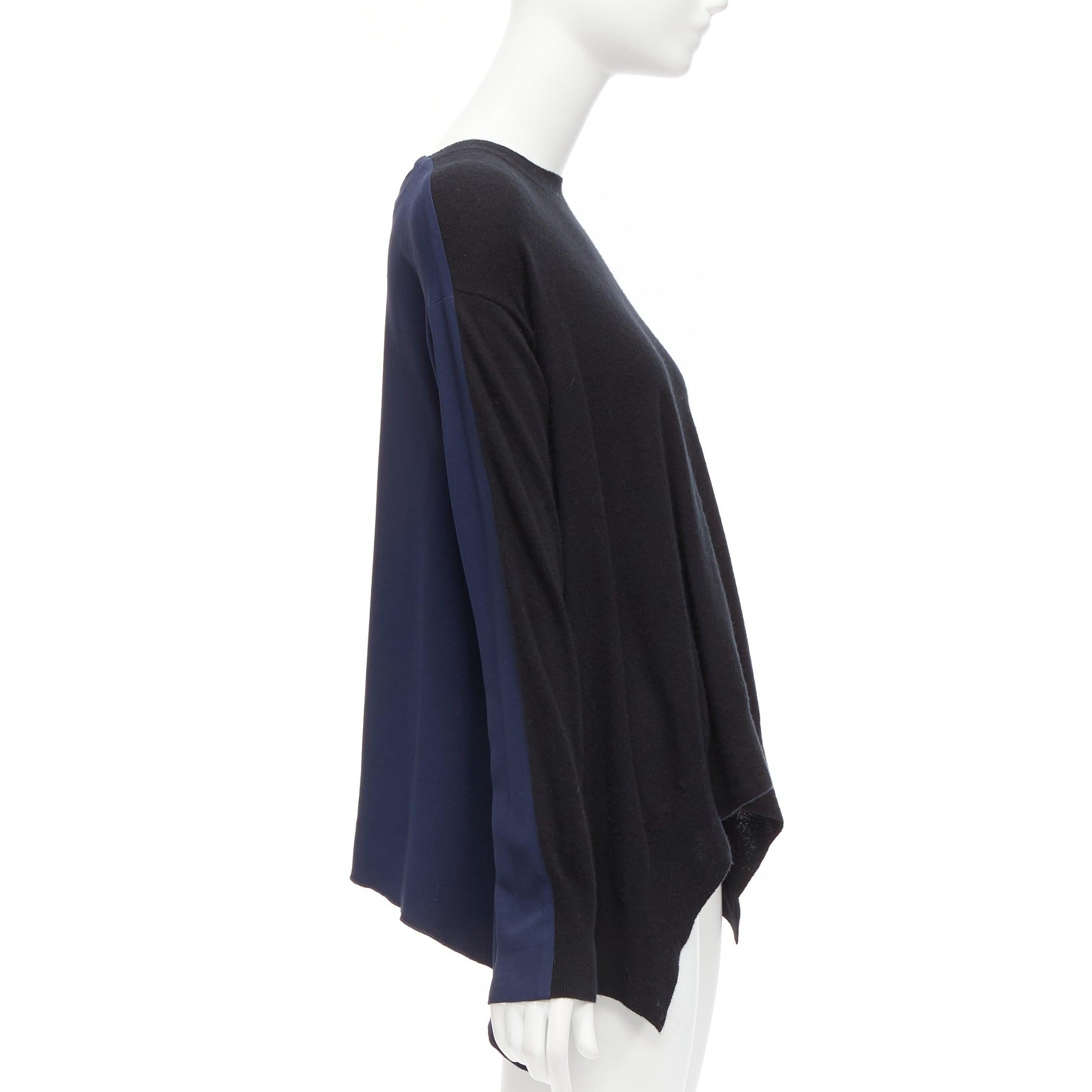 Women's STELLA MCCARTNEY 2014 black navy virgin wool handkerchief sweater top IT42 M For Sale