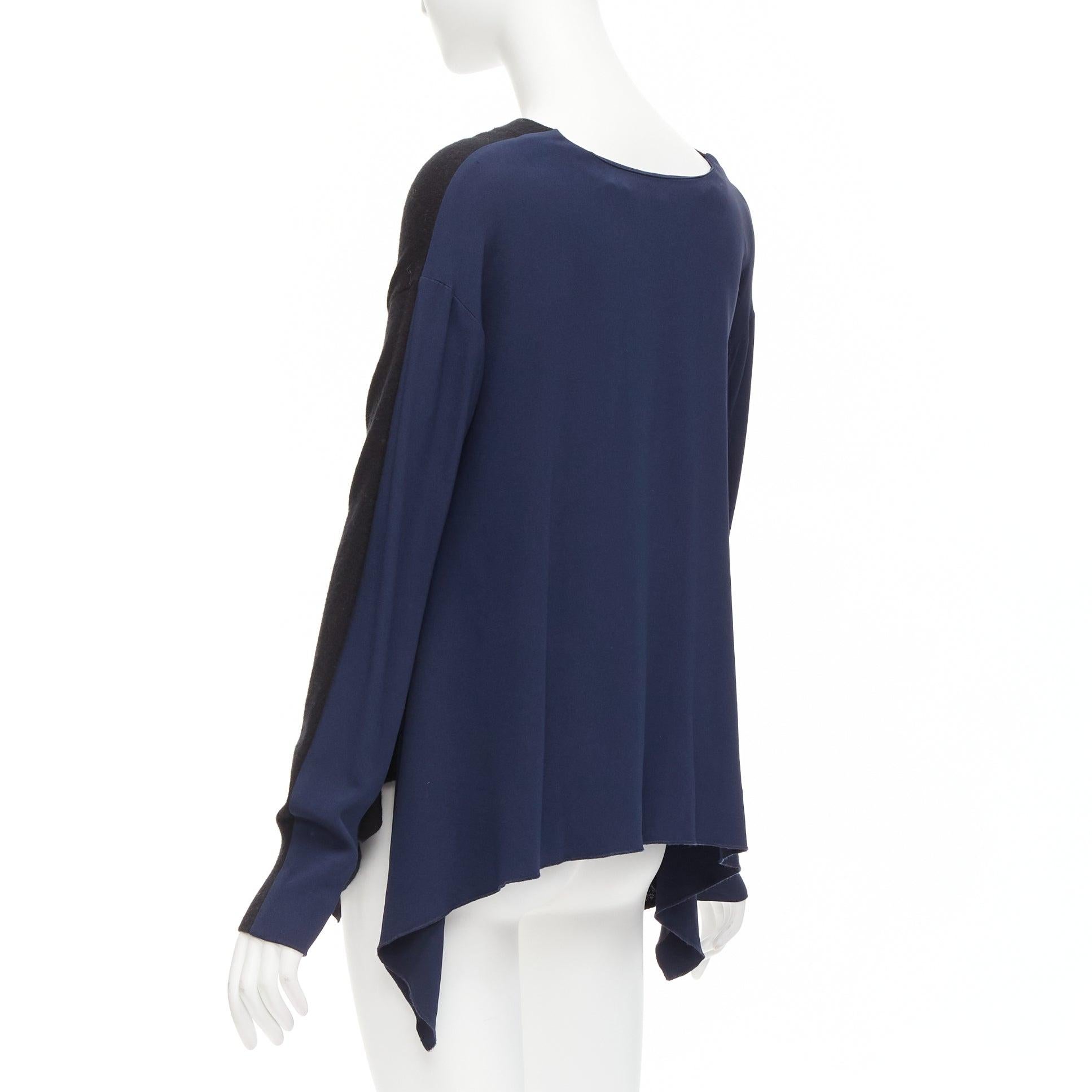 STELLA MCCARTNEY 2014 black navy virgin wool handkerchief sweater top IT42 M For Sale 2