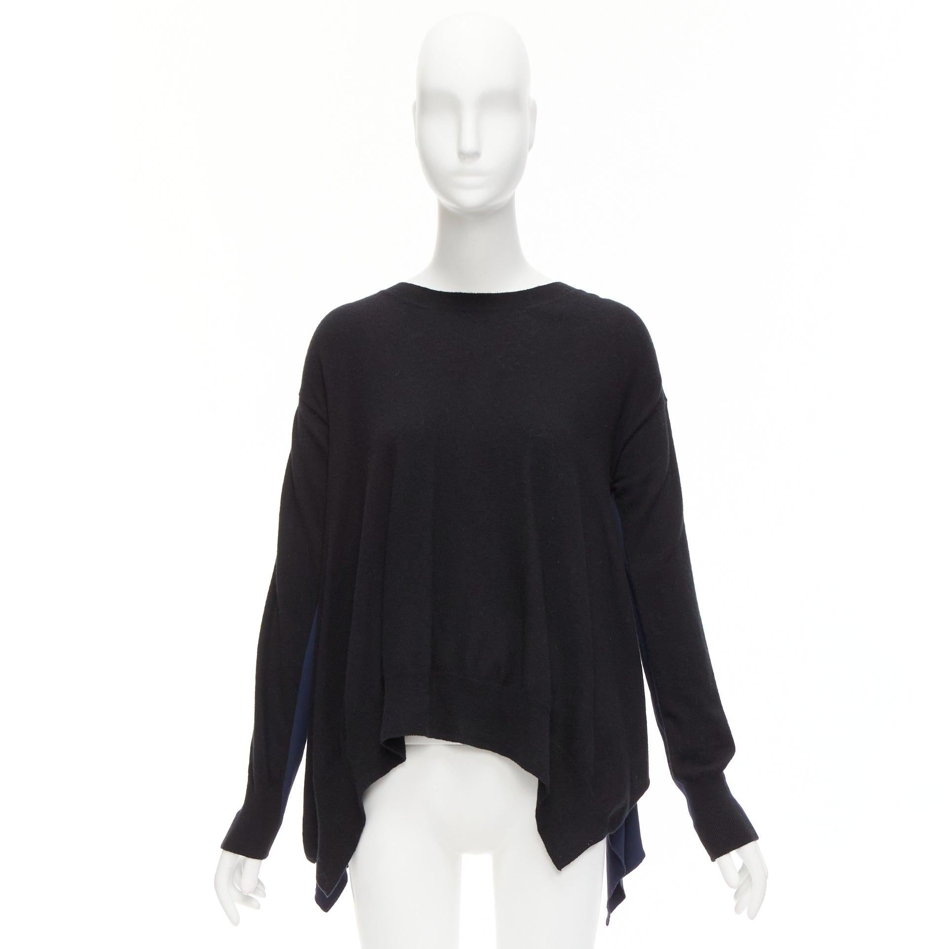STELLA MCCARTNEY 2014 black navy virgin wool handkerchief sweater top IT42 M For Sale 5