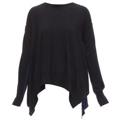 STELLA MCCARTNEY 2014 black navy virgin wool handkerchief sweater top IT42 M