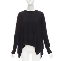 STELLA MCCARTNEY 2014 black navy virgin wool handkerchief sweater top IT42 M