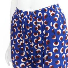 STELLA MCCARTNEY 2014 blue floral 100% silk elasticated waist pants IT36 XXS