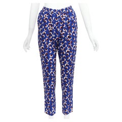STELLA MCCARTNEY 2014 blue floral 100% silk elasticated waist pants IT36 XXS