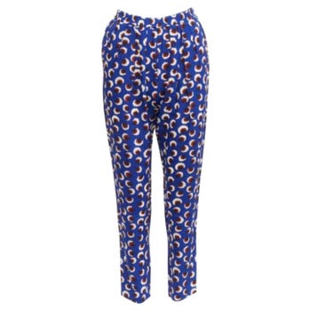 STELLA MCCARTNEY 2014 blue floral 100% silk elasticated waist pants IT36 XXS