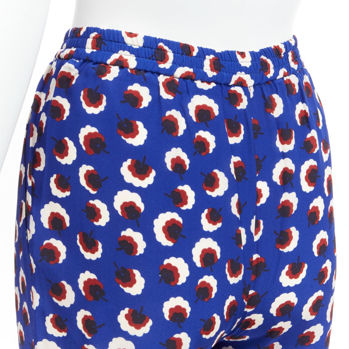 STELLA MCCARTNEY 2014 blue floral print 100% silk elasticated waist cropped hare For Sale 2