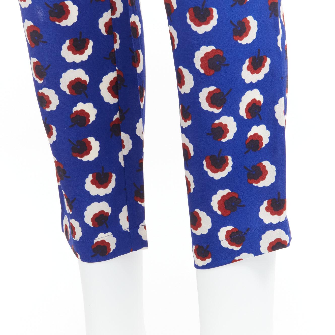 STELLA MCCARTNEY 2014 blue floral print 100% silk elasticated waist cropped hare For Sale 3