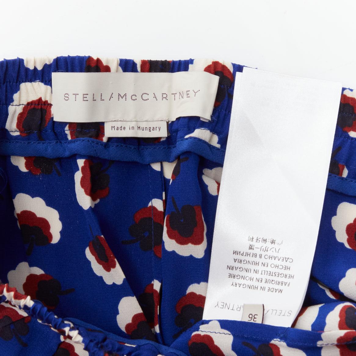 STELLA MCCARTNEY 2014 blue floral print 100% silk elasticated waist cropped hare For Sale 4