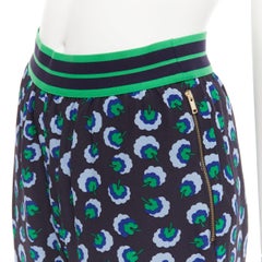 STELLA MCCARTNEY 2014 blue green 100% silk graphic floral web pants IT36 XXS