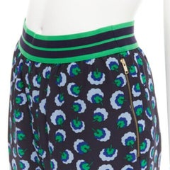 STELLA MCCARTNEY 2014 blue green 100% silk graphic floral web pants IT36 XXS