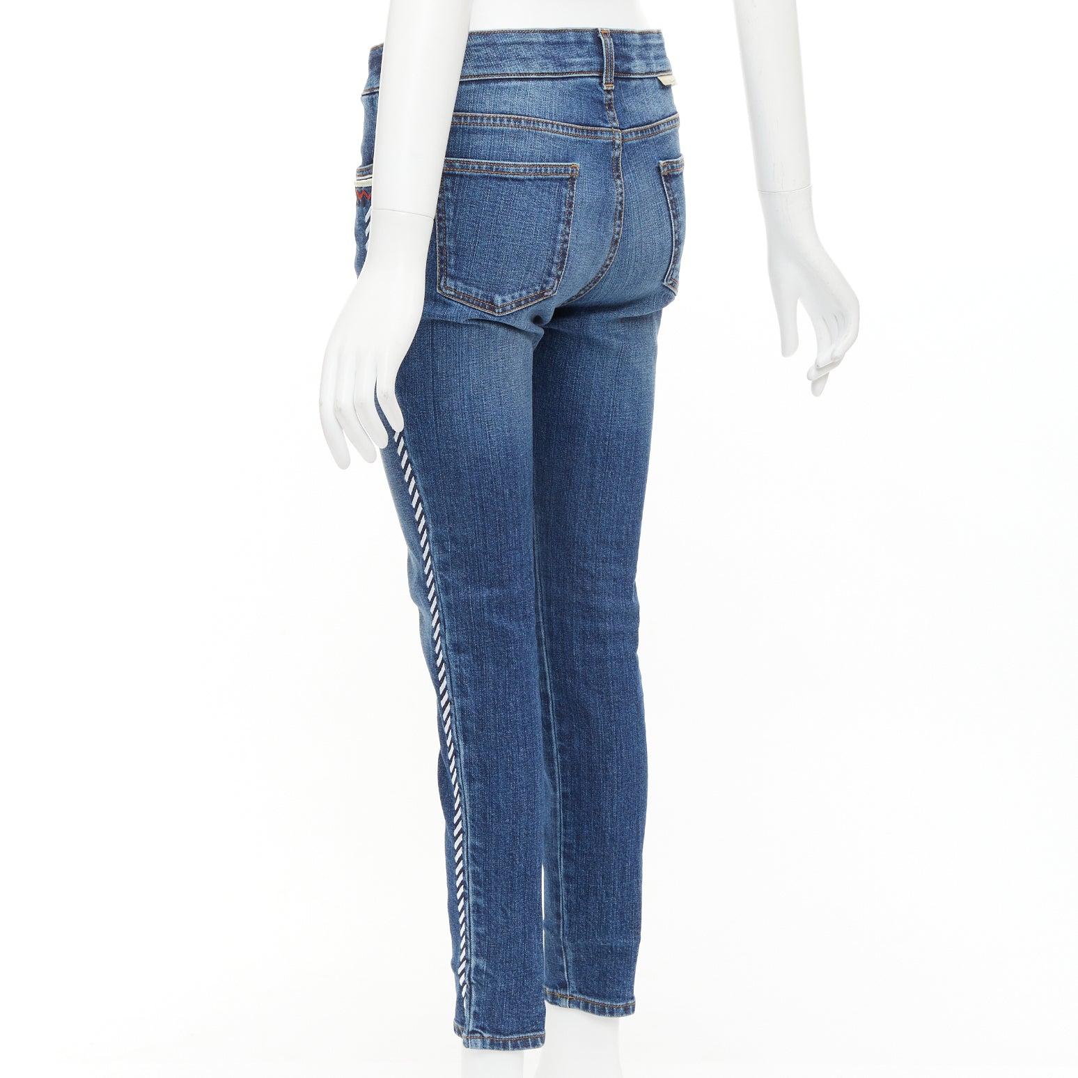 STELLA MCCARTNEY 2014 - Jean raccourci bleu avec broderie ethnique 28