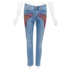 STELLA MCCARTNEY 2014 red floral leopard applique patch jeans 25"