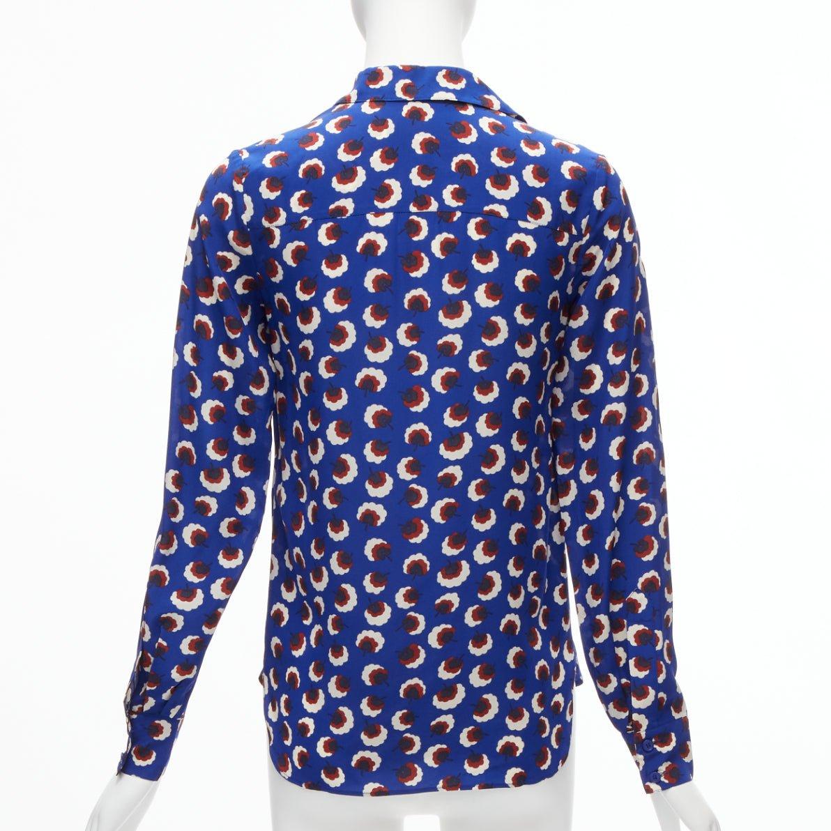 Donna Stella McCartney 2014 % seta blu rosso bianco floreale manica vescovo camicia IT36 XS in vendita