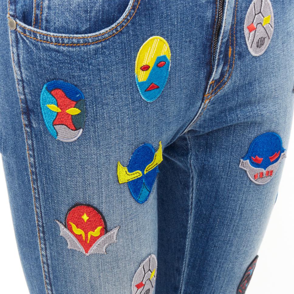 STELLA MCCARTNEY 2014 jaune bleu patch superhero jeans cropped 25