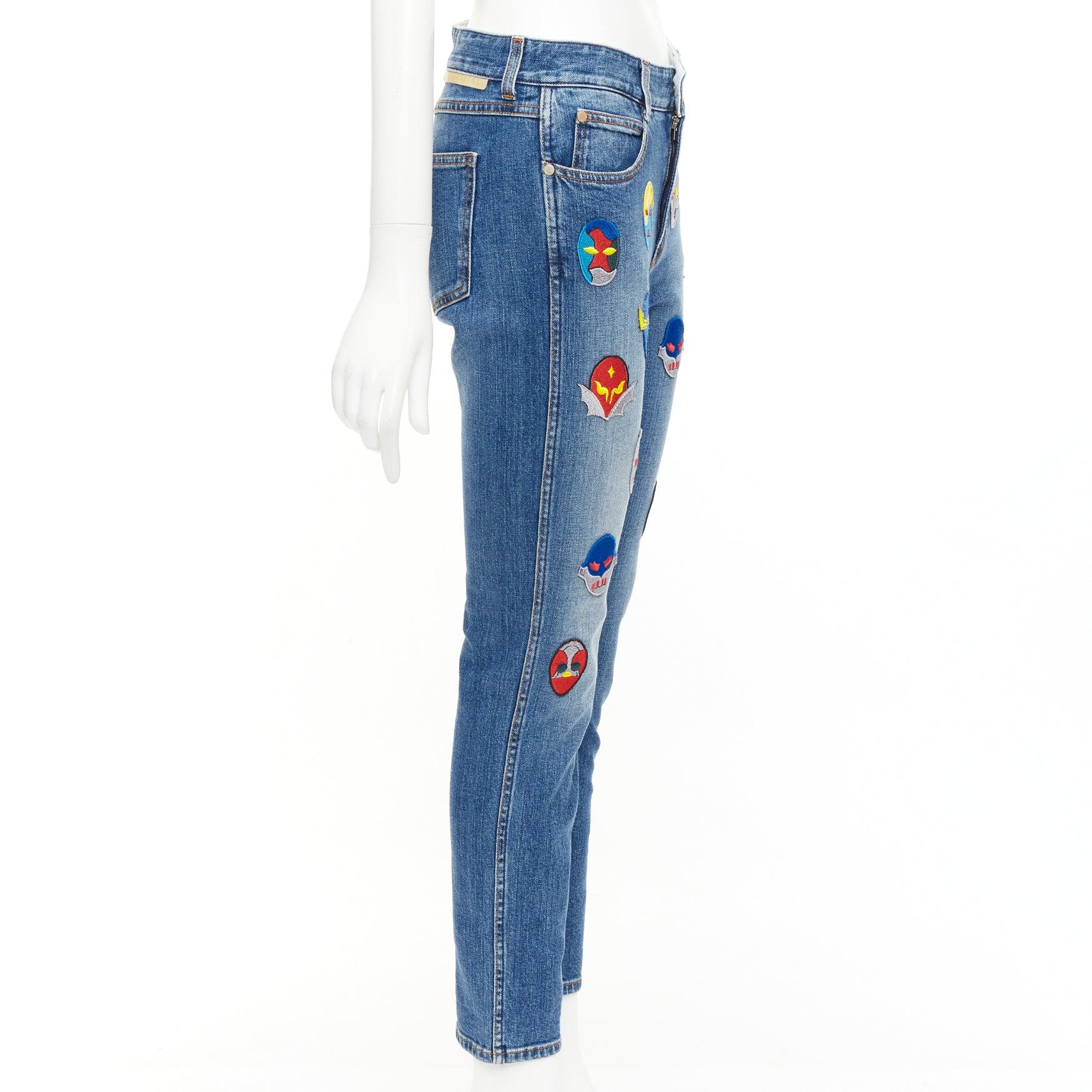 STELLA MCCARTNEY 2014 jaune bleu patch superhero jeans cropped 25
