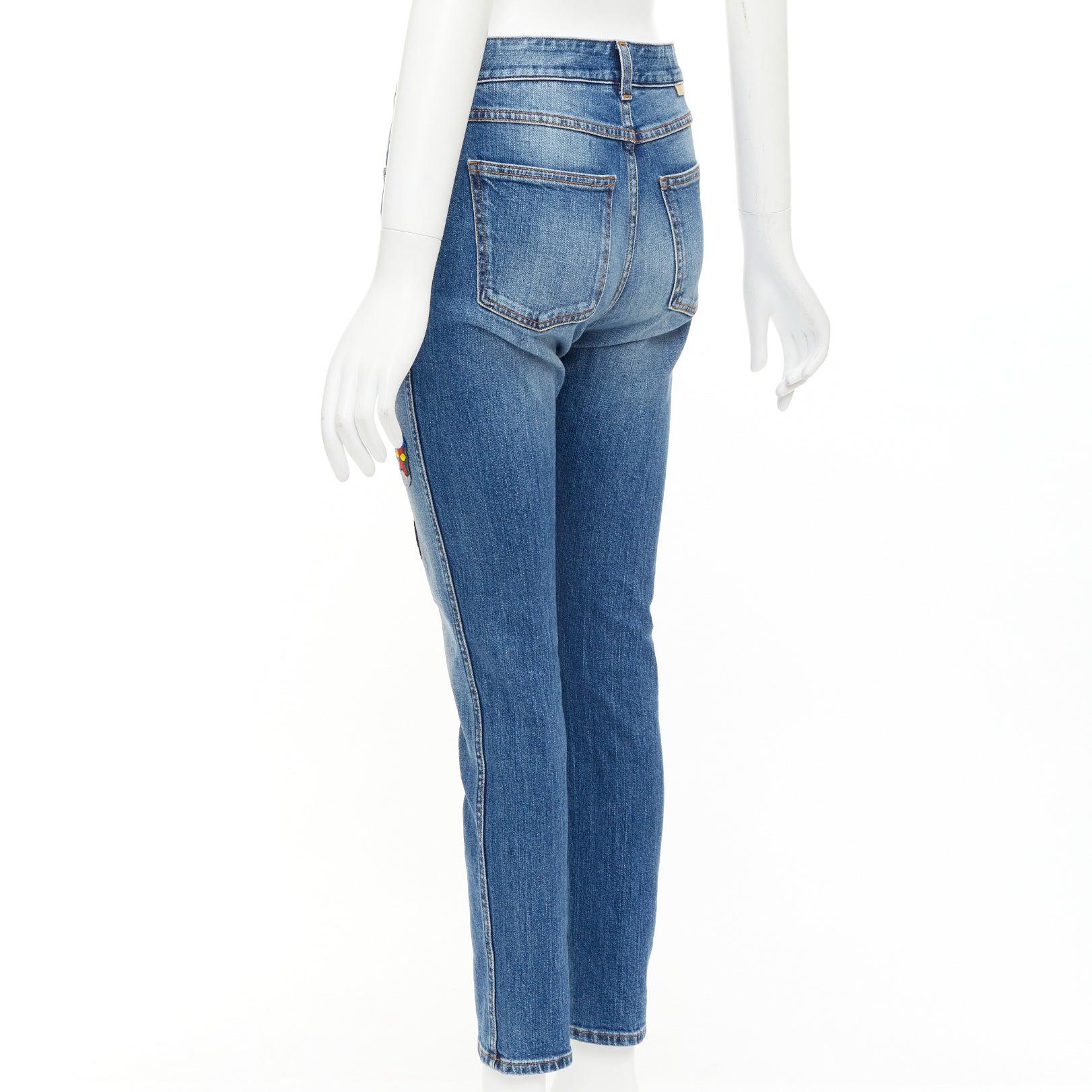 STELLA MCCARTNEY 2014 jaune bleu patch superhero jeans cropped 25