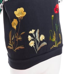 STELLA MCCARTNEY 2015 black cotton poppy daisy embroidery sweater IT38 XS