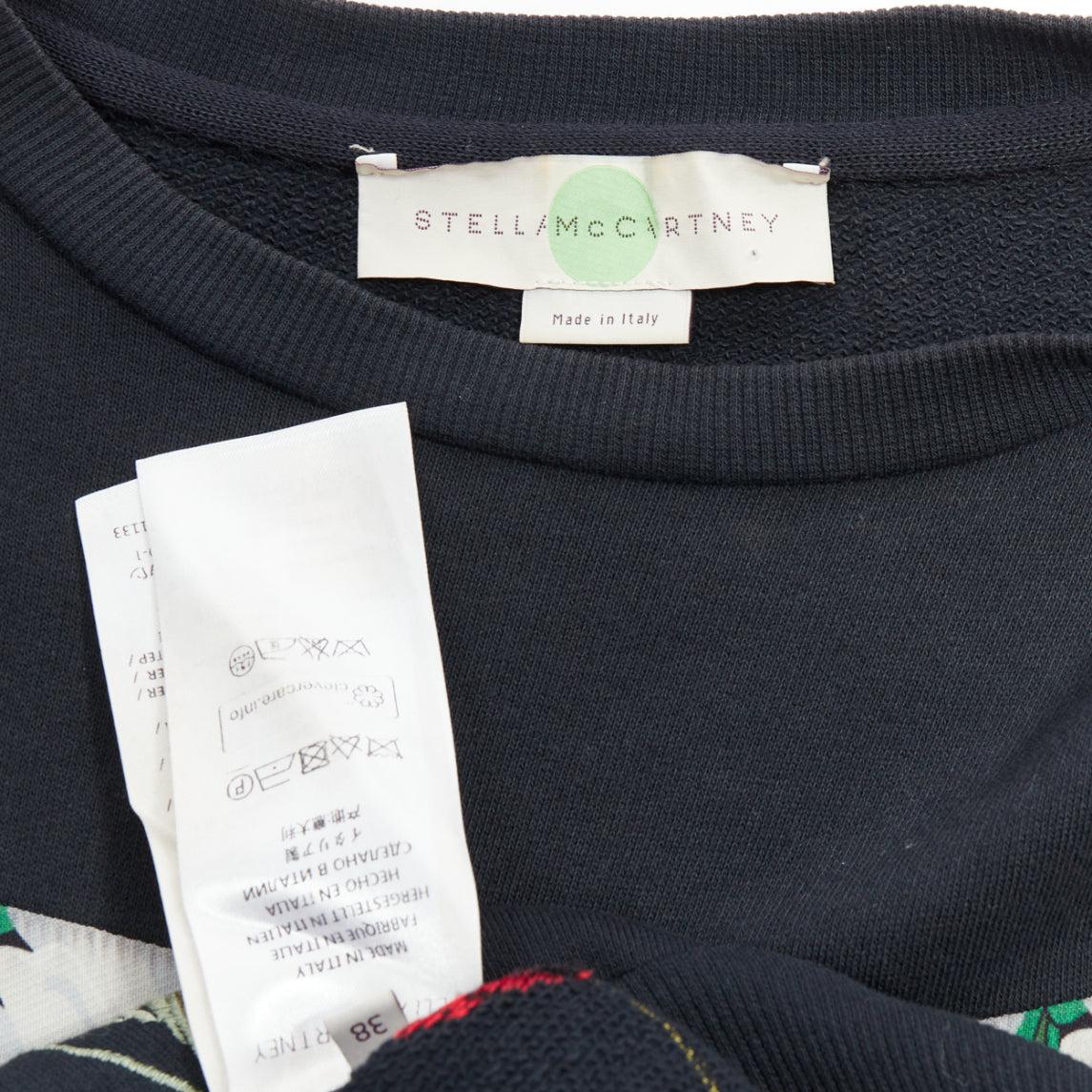 Pull STELLA MCCARTNEY 2015 noir en coton brodé coquelicot marguerite IT38 XS en vente 3