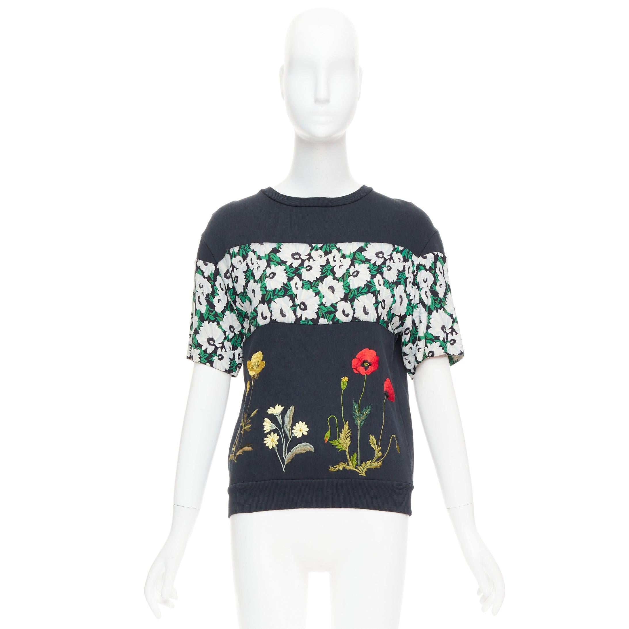 Pull STELLA MCCARTNEY 2015 noir en coton brodé coquelicot marguerite IT38 XS en vente 4