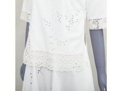 STELLA MCCARTNEY 2015 cream cotton eyelets lace trim half sleeve dress IT38 XS